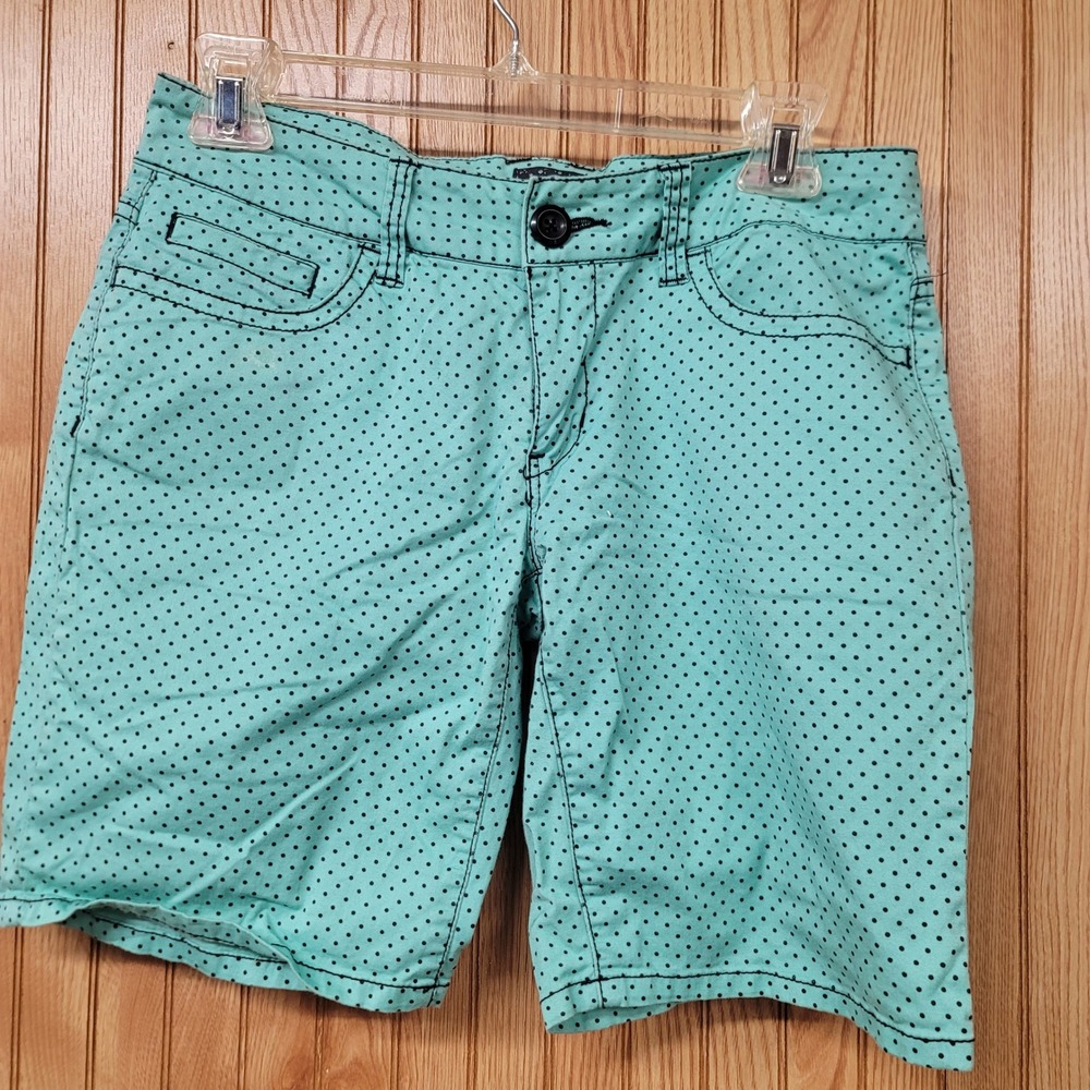 Bebop Mint Green Polka Dot Shorts Womens Size 5 Teal Black Retro Casual Summer